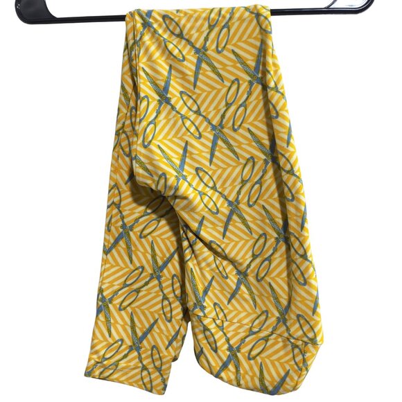 LuLaRoe One Size Limited Edition Yellow Scissor Shears Buttery Soft Leggings - Picture 1 of 4